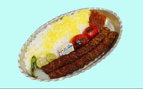 چلو کوبیده دو سیخ