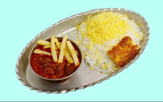 چلو خورشت قیمه سیب زمینی